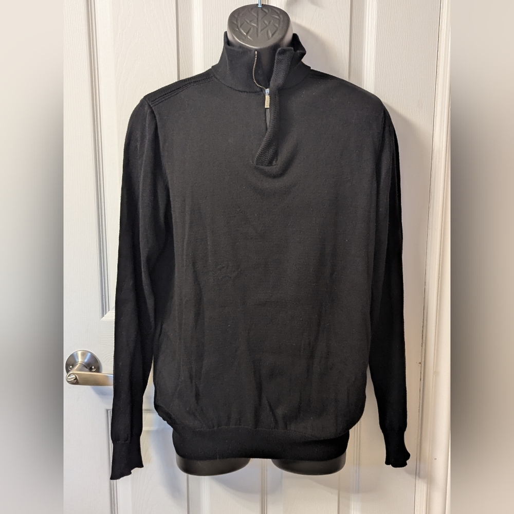 Perry Ellis Men's Black Zip-Up Sweater